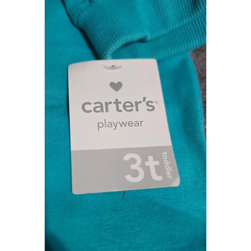 Carters Playwear Toddler Boys Teal Blue Fleece Cargo Jogger Pants 3T NEW